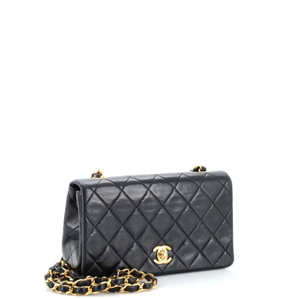 Chanel Vintage Full Flap Bag Quilted Lambskin Mini Black - Picture 3 of 12